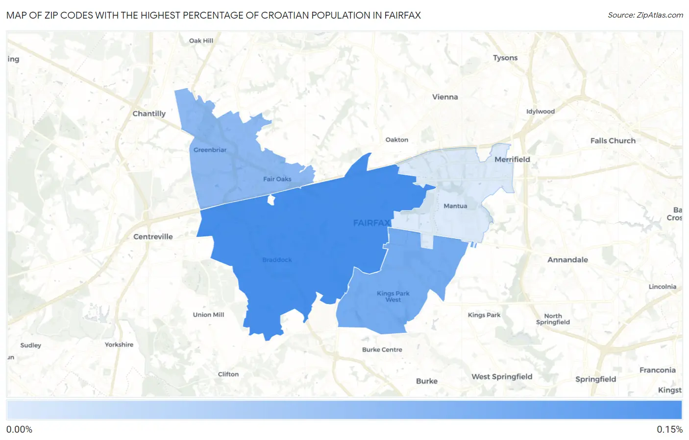 Zip Codes with the Highest Percentage of Croatian Population in Fairfax Map