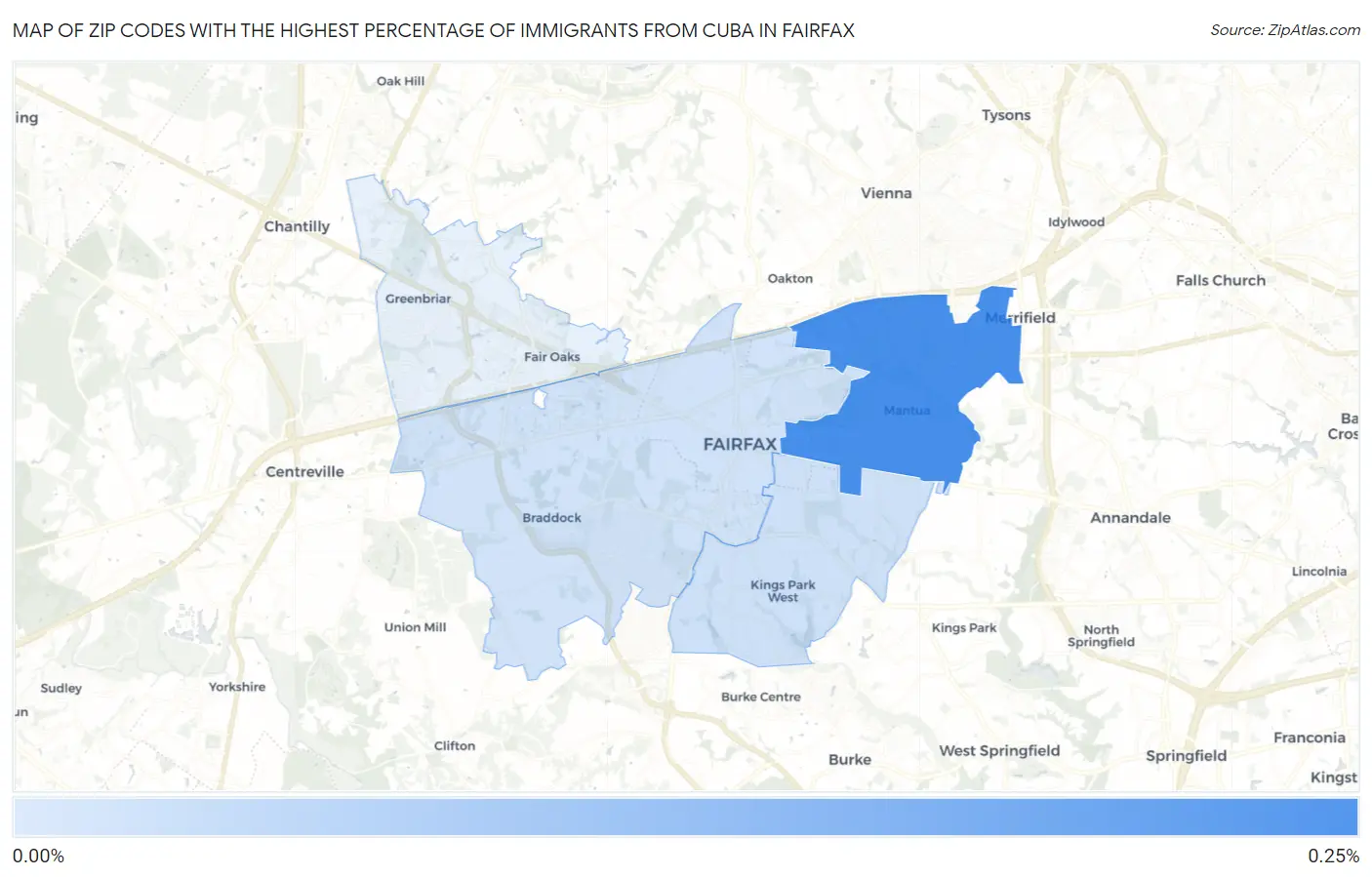 Zip Codes with the Highest Percentage of Immigrants from Cuba in Fairfax Map