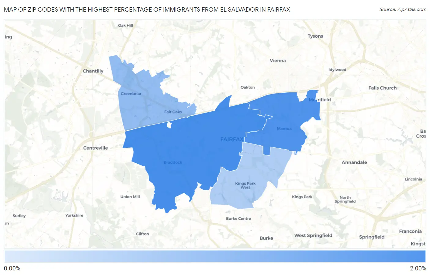 Zip Codes with the Highest Percentage of Immigrants from El Salvador in Fairfax Map