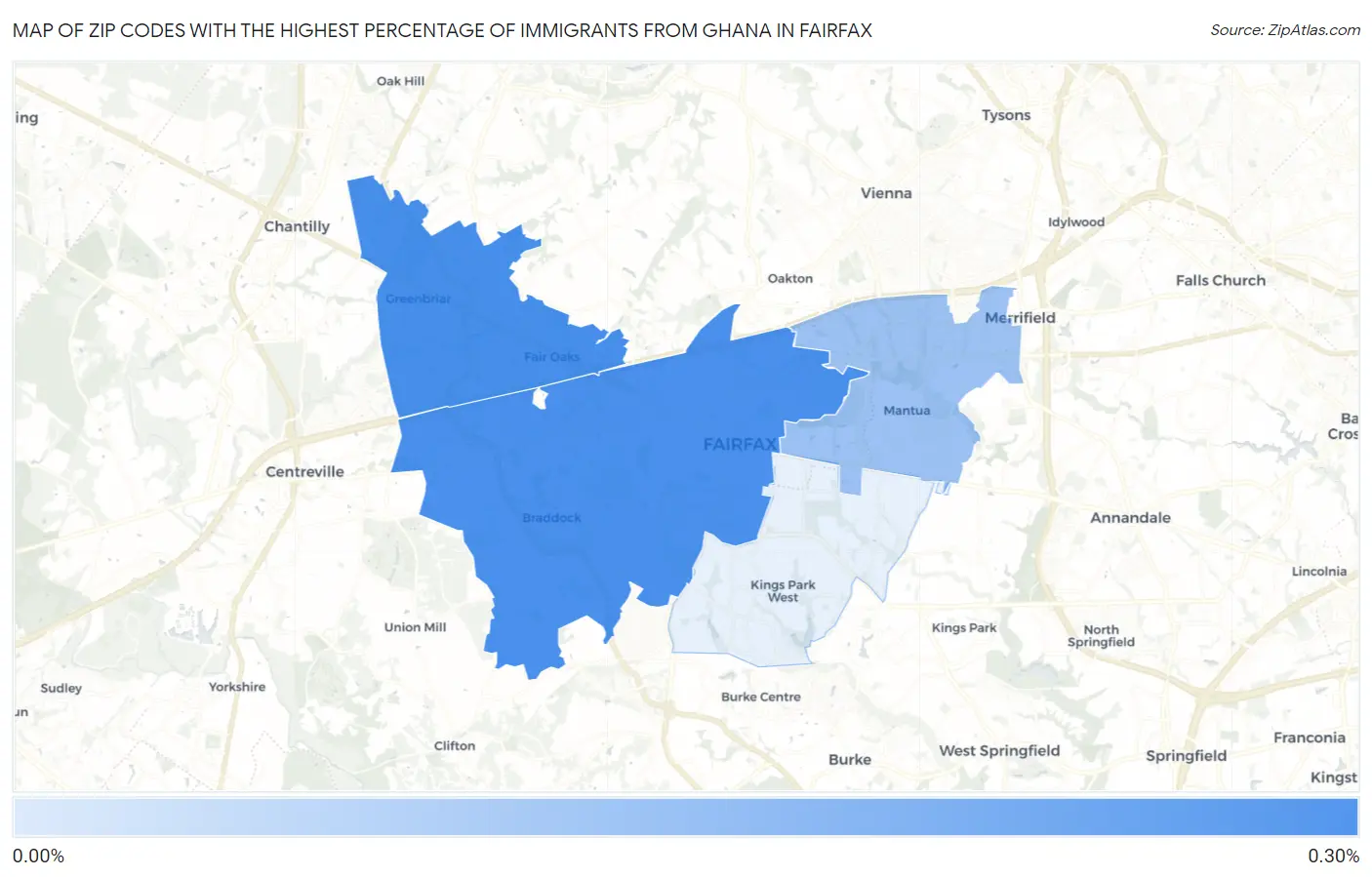 Zip Codes with the Highest Percentage of Immigrants from Ghana in Fairfax Map