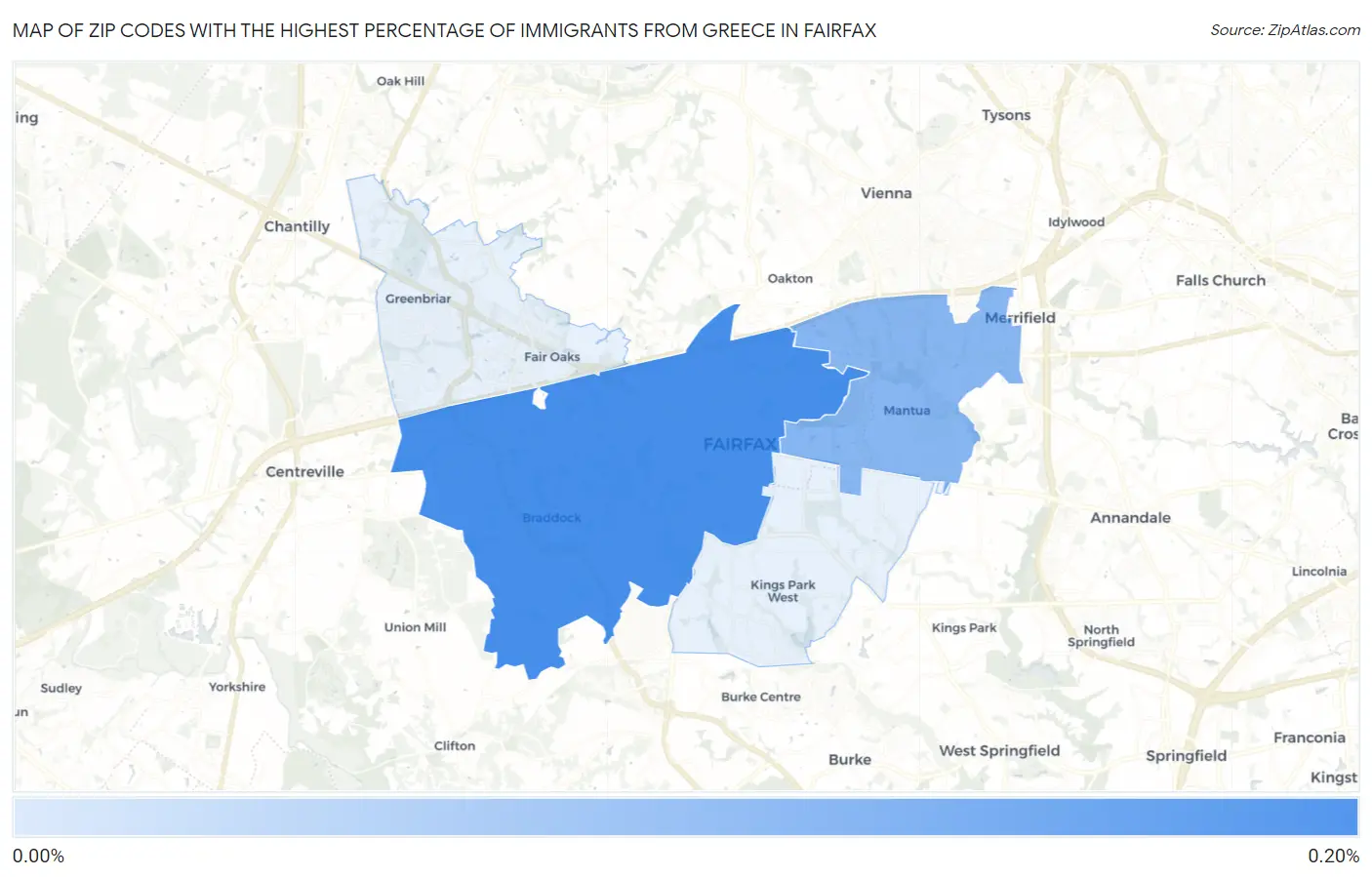 Zip Codes with the Highest Percentage of Immigrants from Greece in Fairfax Map