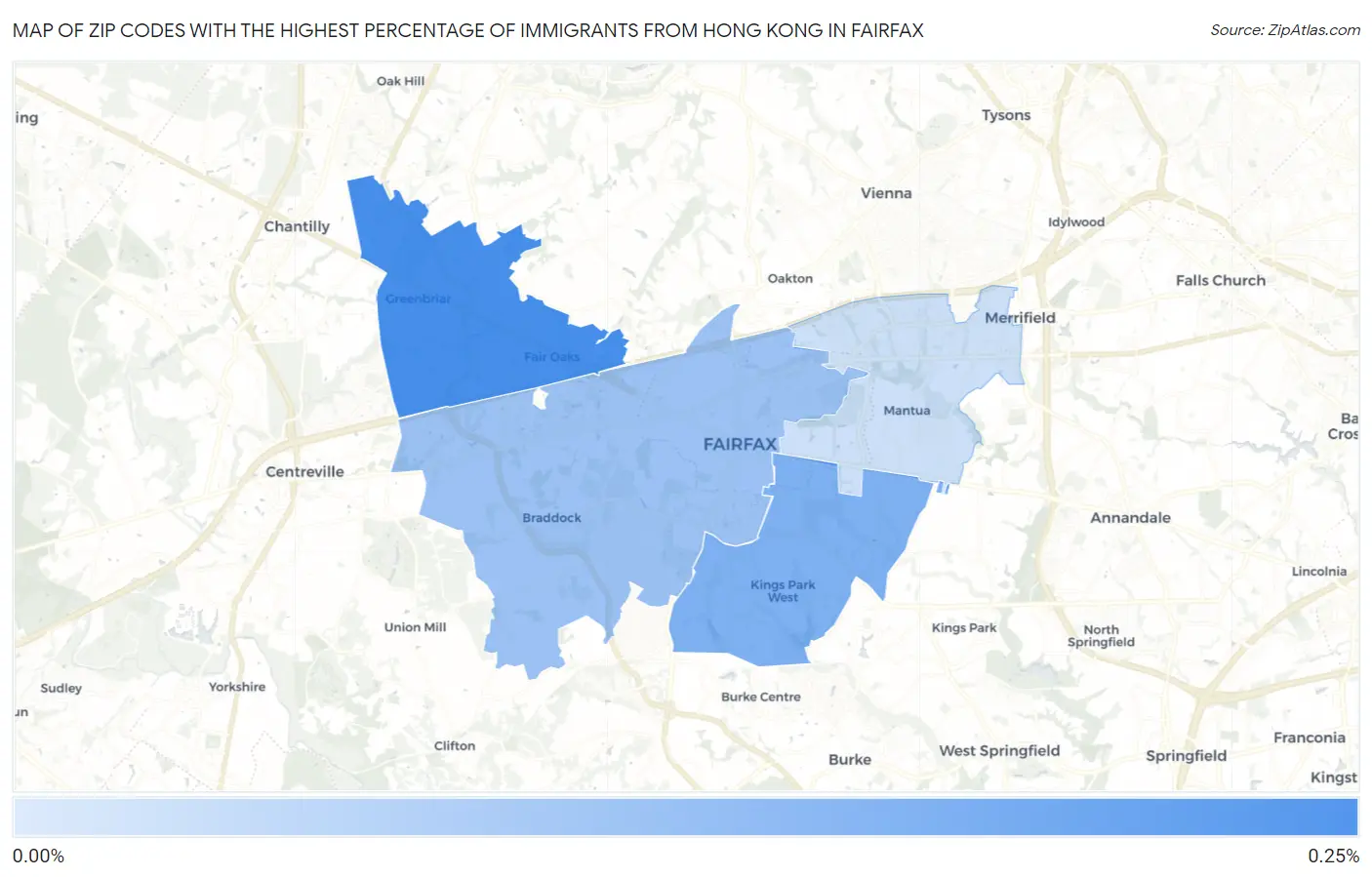 Zip Codes with the Highest Percentage of Immigrants from Hong Kong in Fairfax Map