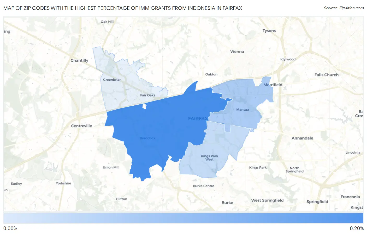 Zip Codes with the Highest Percentage of Immigrants from Indonesia in Fairfax Map