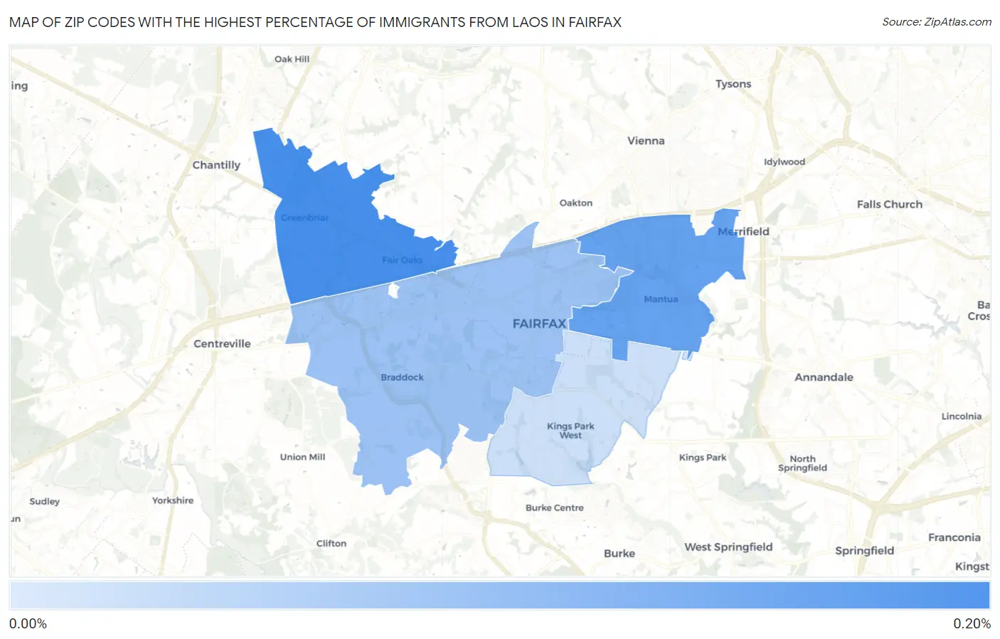 Zip Codes with the Highest Percentage of Immigrants from Laos in Fairfax Map
