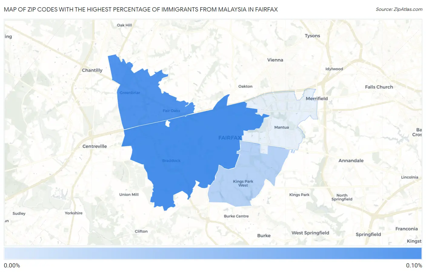 Zip Codes with the Highest Percentage of Immigrants from Malaysia in Fairfax Map