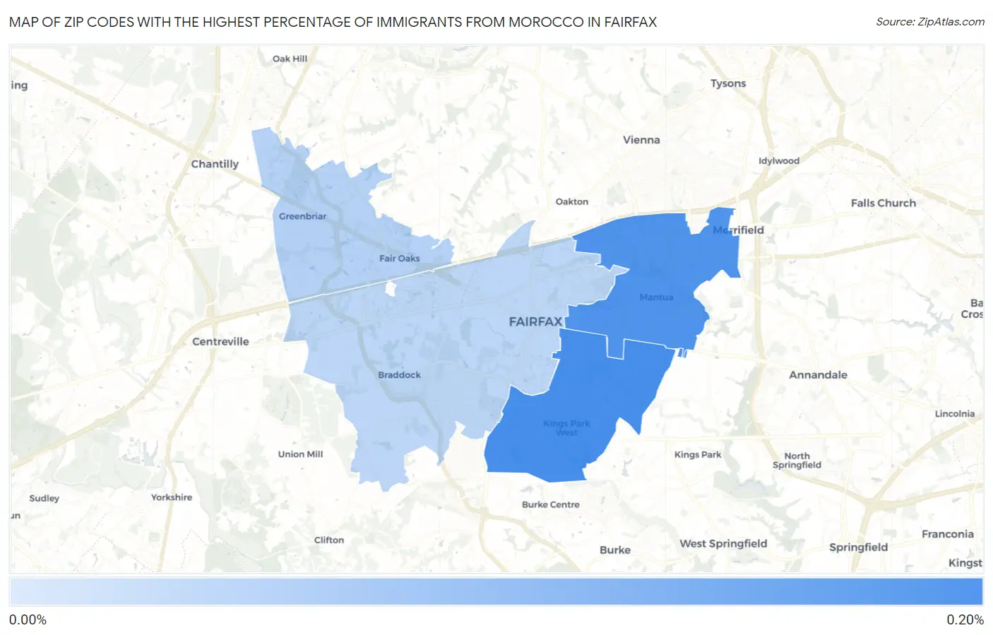 Zip Codes with the Highest Percentage of Immigrants from Morocco in Fairfax Map