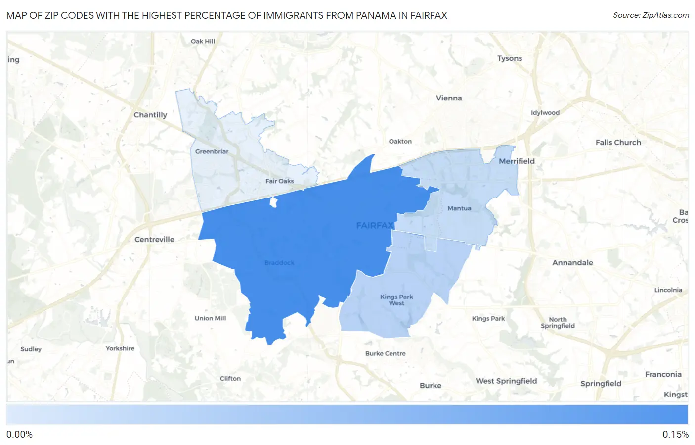 Zip Codes with the Highest Percentage of Immigrants from Panama in Fairfax Map