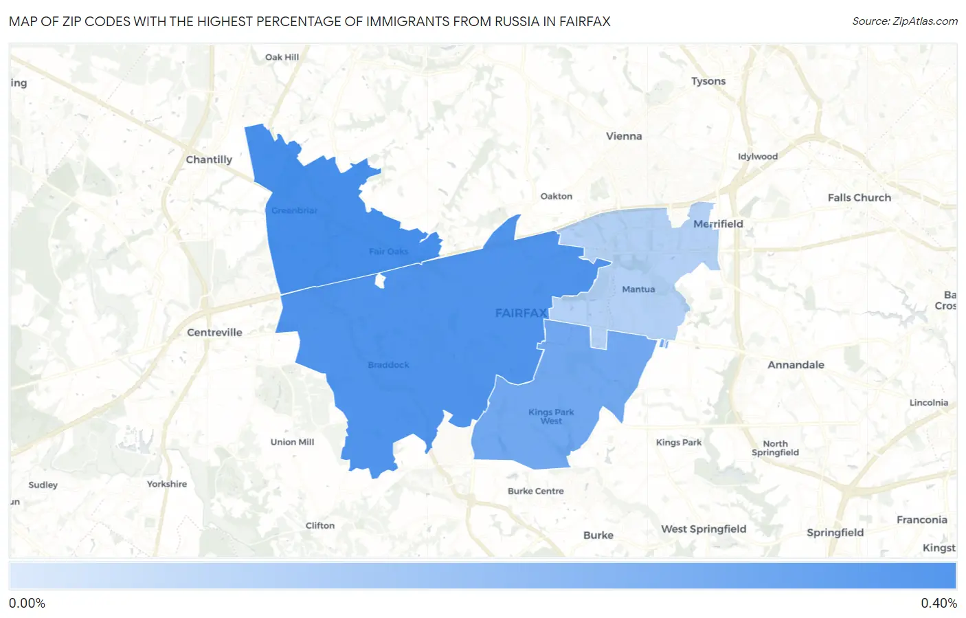 Zip Codes with the Highest Percentage of Immigrants from Russia in Fairfax Map