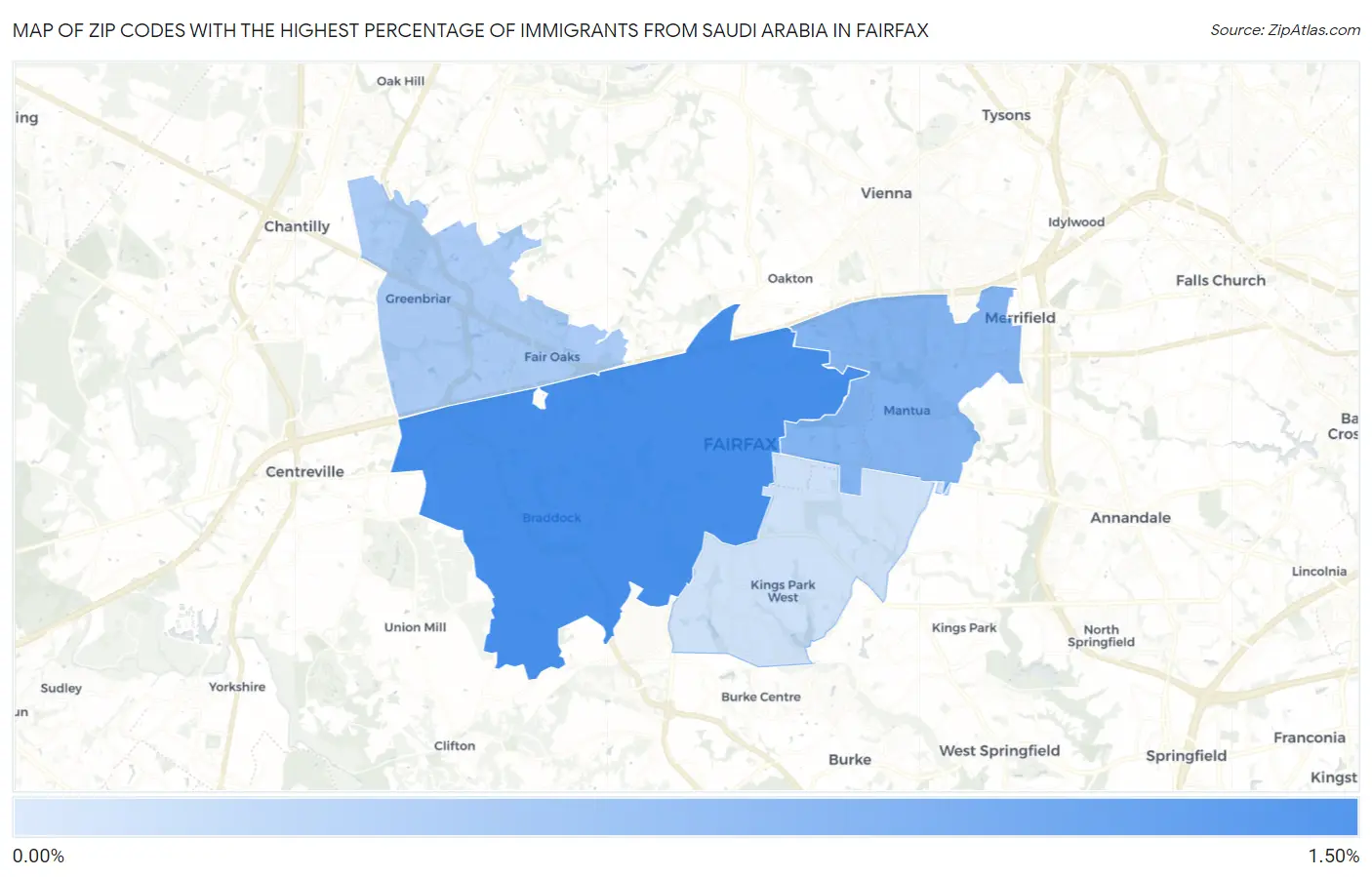 Zip Codes with the Highest Percentage of Immigrants from Saudi Arabia in Fairfax Map