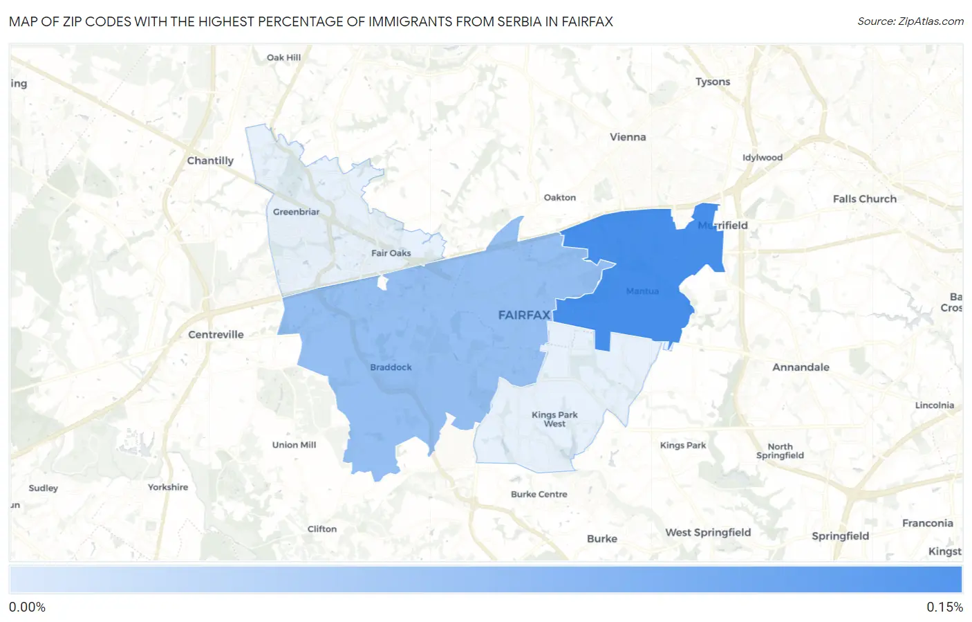 Zip Codes with the Highest Percentage of Immigrants from Serbia in Fairfax Map