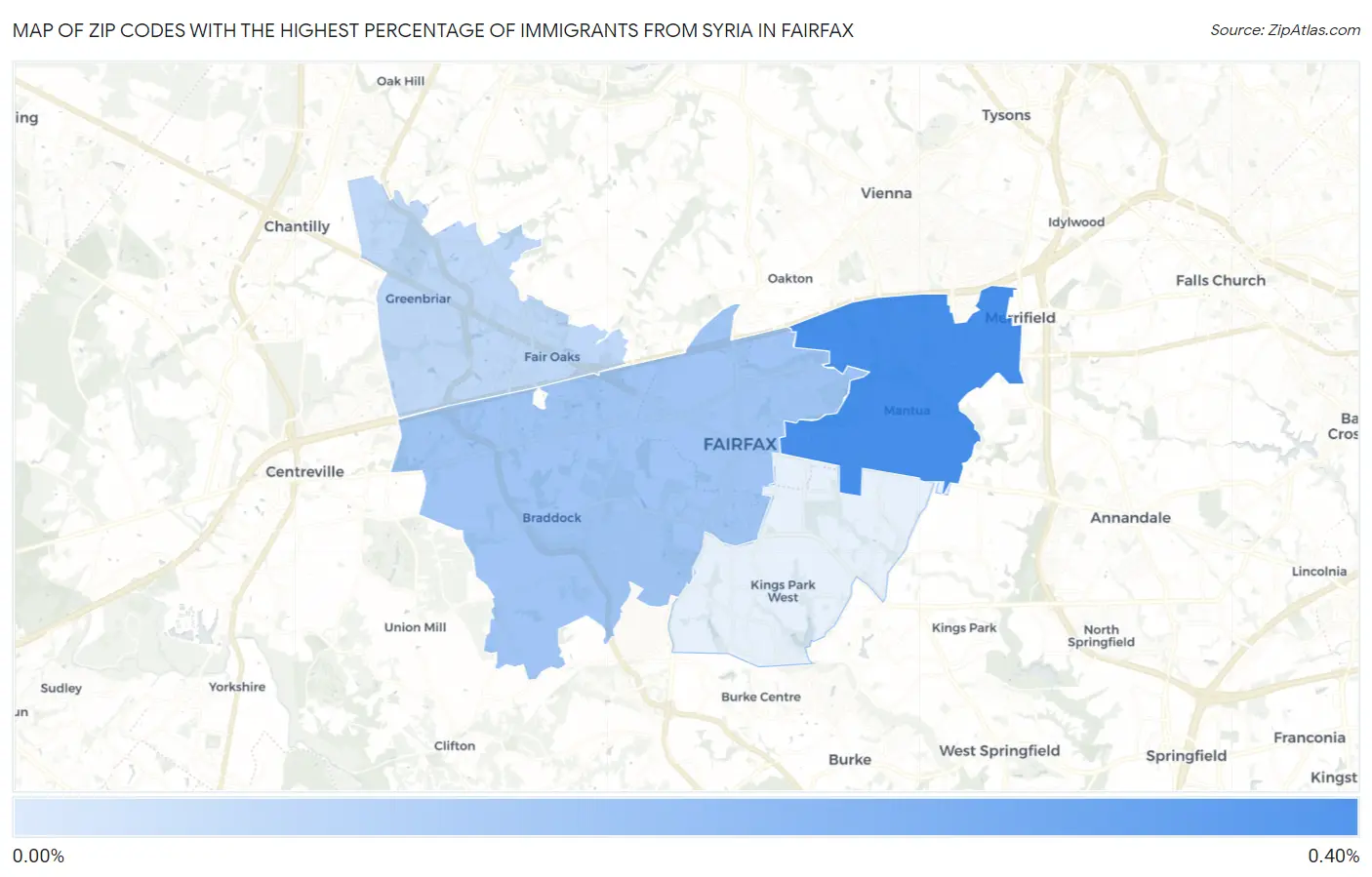 Zip Codes with the Highest Percentage of Immigrants from Syria in Fairfax Map