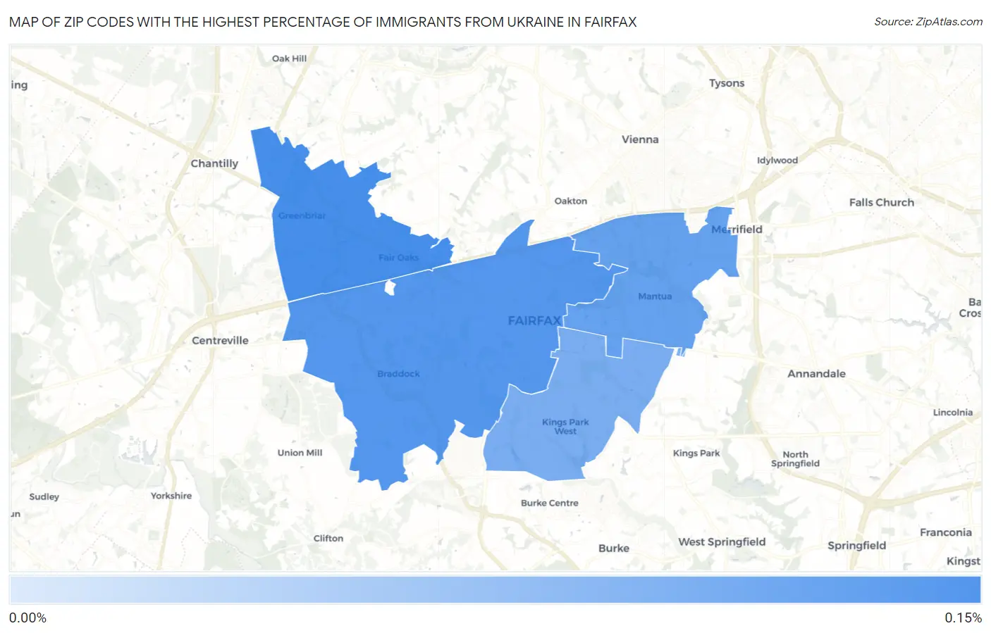 Zip Codes with the Highest Percentage of Immigrants from Ukraine in Fairfax Map