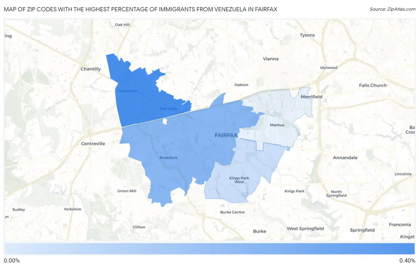 Zip Codes with the Highest Percentage of Immigrants from Venezuela in Fairfax Map