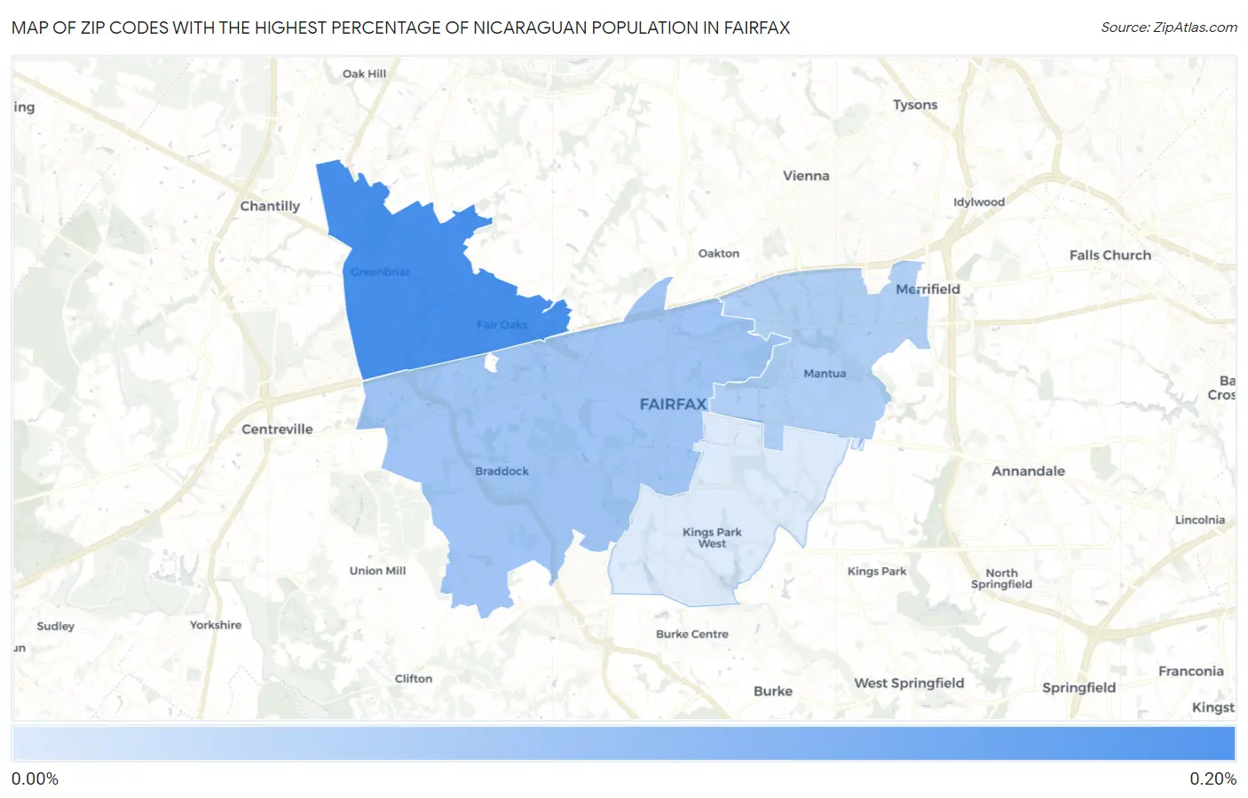 Zip Codes with the Highest Percentage of Nicaraguan Population in Fairfax Map