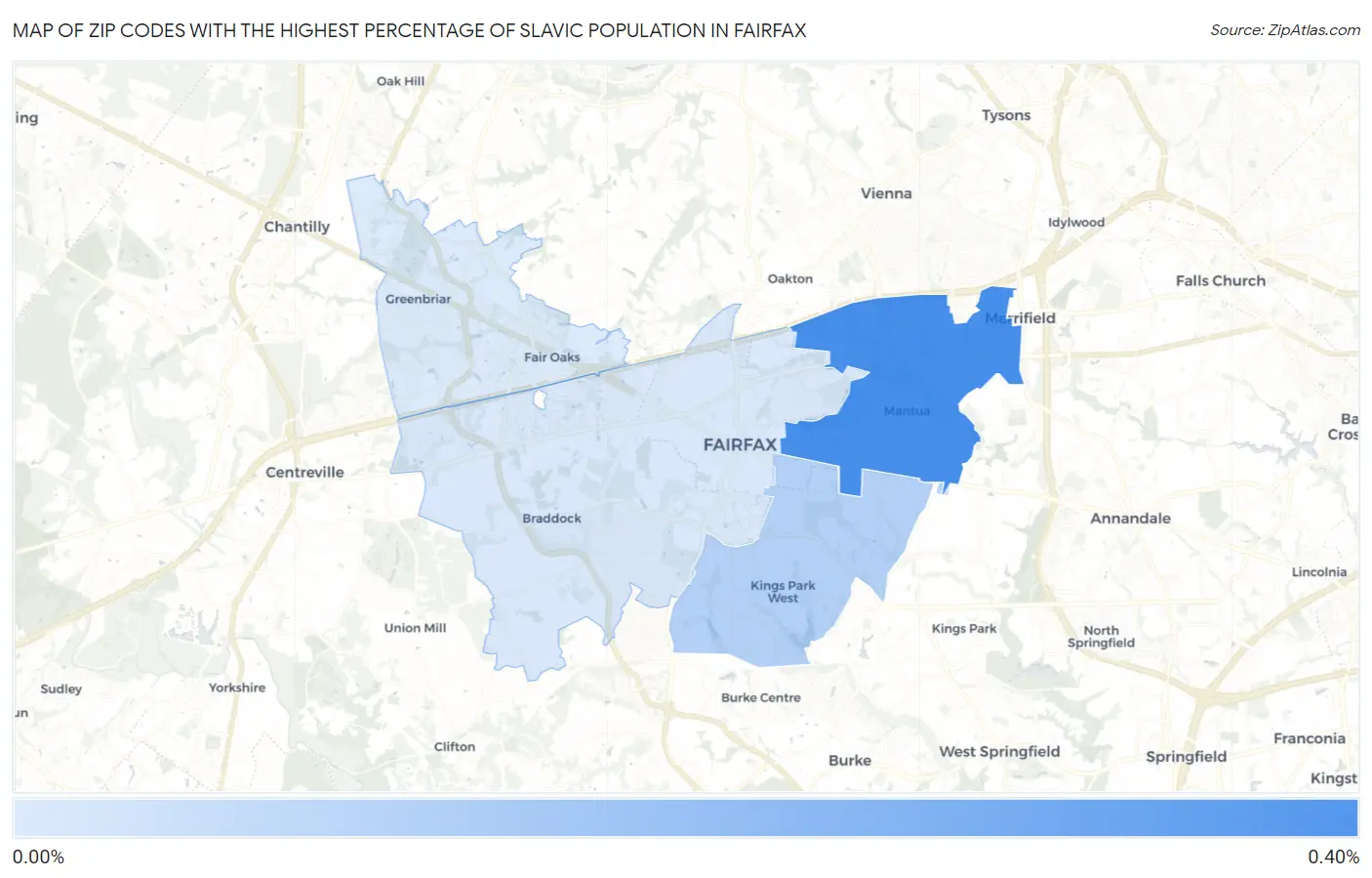 Zip Codes with the Highest Percentage of Slavic Population in Fairfax Map