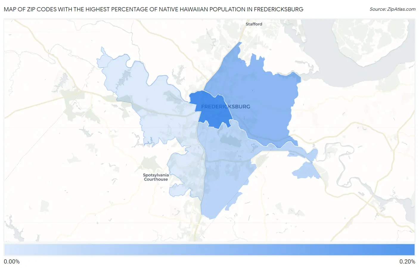 Zip Codes with the Highest Percentage of Native Hawaiian Population in Fredericksburg Map