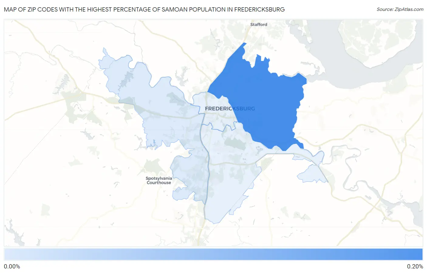 Zip Codes with the Highest Percentage of Samoan Population in Fredericksburg Map