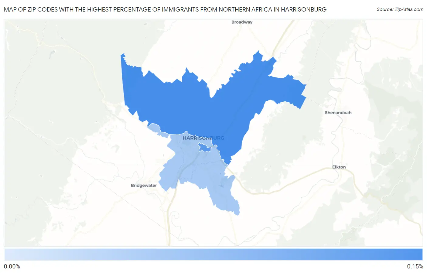Zip Codes with the Highest Percentage of Immigrants from Northern Africa in Harrisonburg Map