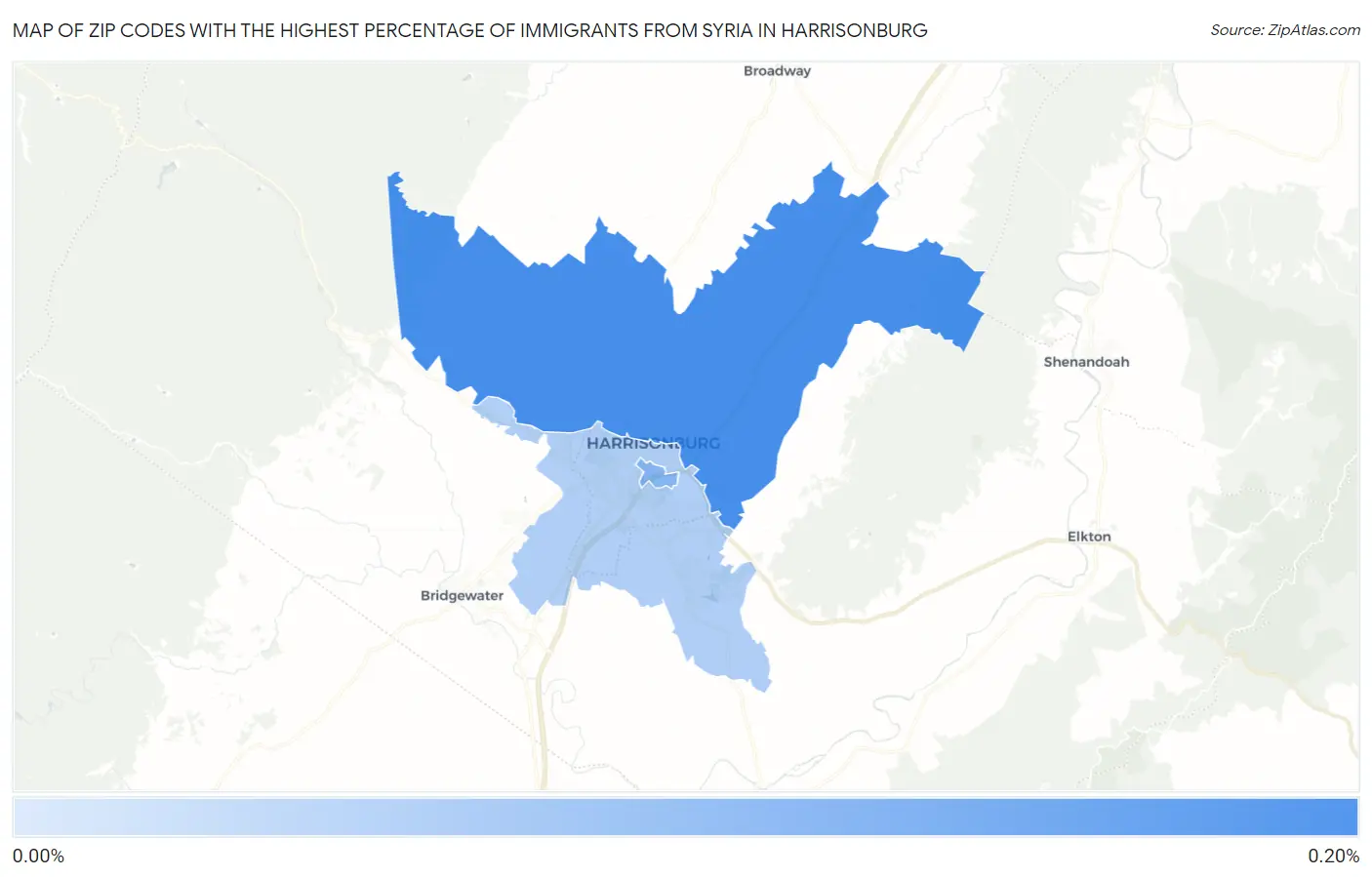 Zip Codes with the Highest Percentage of Immigrants from Syria in Harrisonburg Map