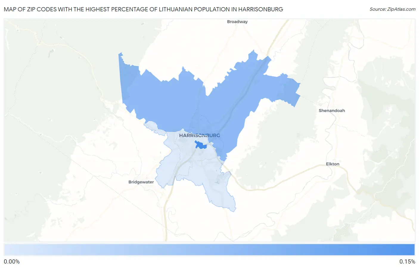 Zip Codes with the Highest Percentage of Lithuanian Population in Harrisonburg Map