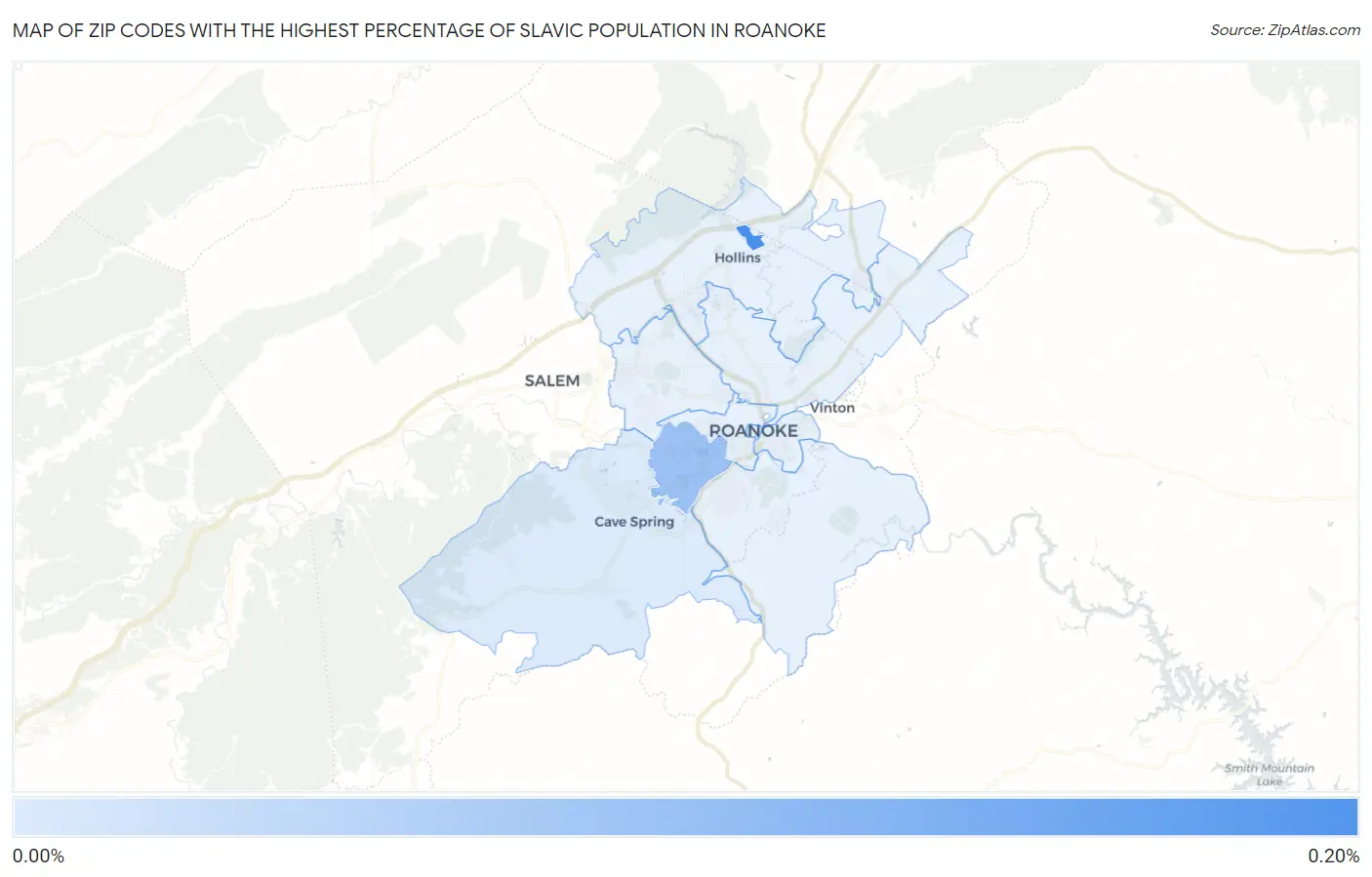 Zip Codes with the Highest Percentage of Slavic Population in Roanoke Map