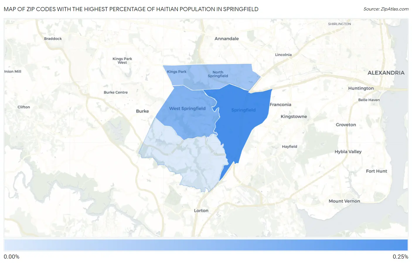 Zip Codes with the Highest Percentage of Haitian Population in Springfield Map