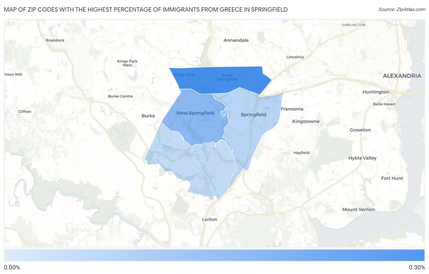Zip Codes with the Highest Percentage of Immigrants from Greece in Springfield Map