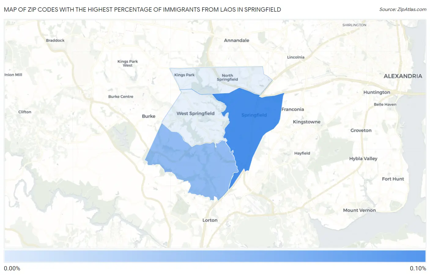 Zip Codes with the Highest Percentage of Immigrants from Laos in Springfield Map