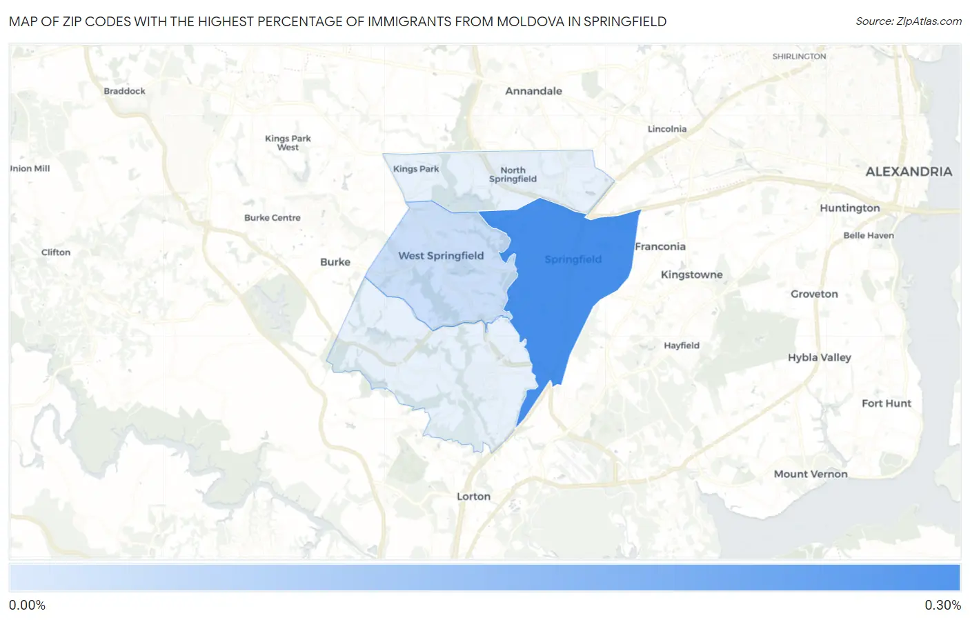 Zip Codes with the Highest Percentage of Immigrants from Moldova in Springfield Map