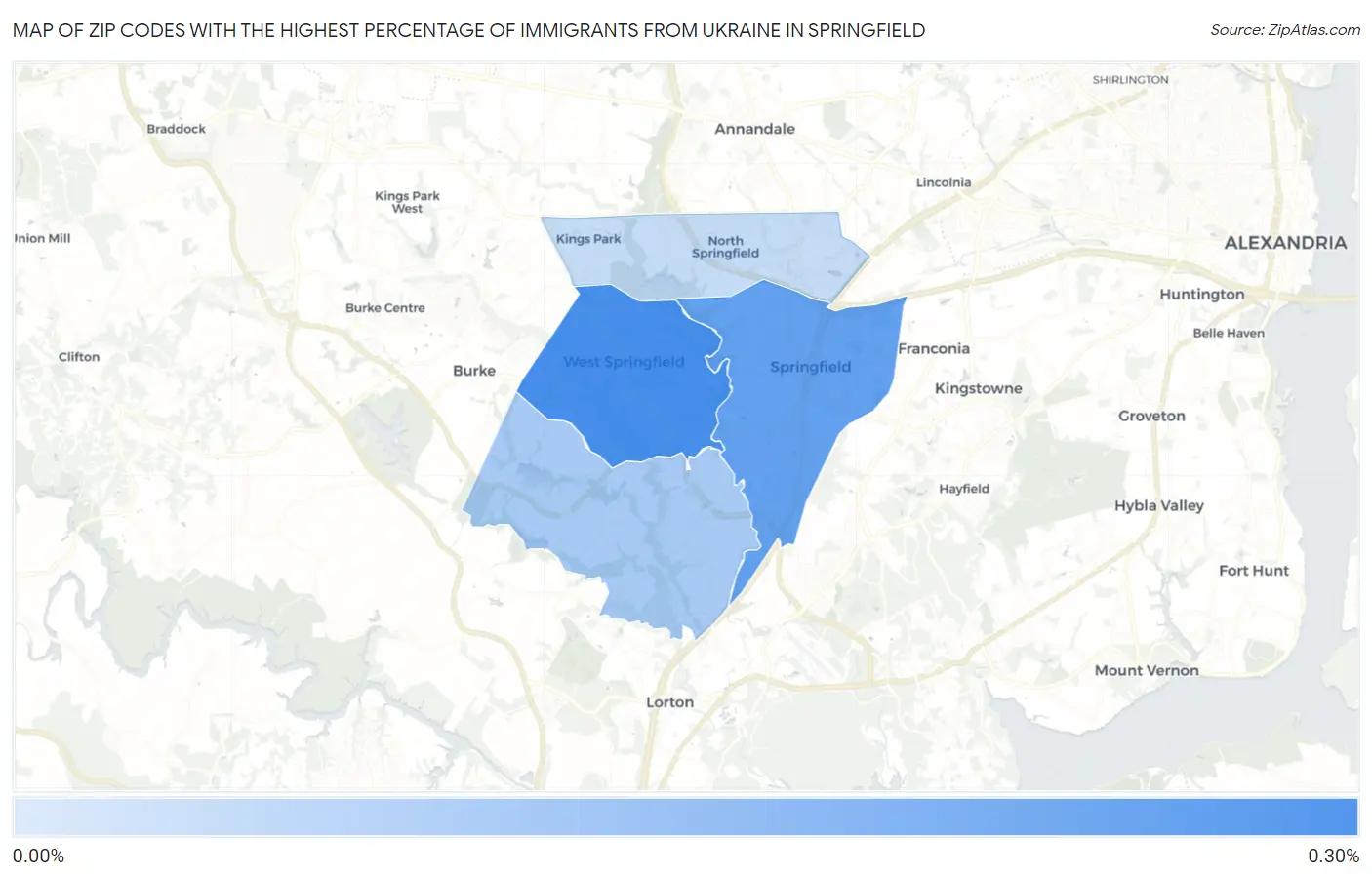 Zip Codes with the Highest Percentage of Immigrants from Ukraine in Springfield Map