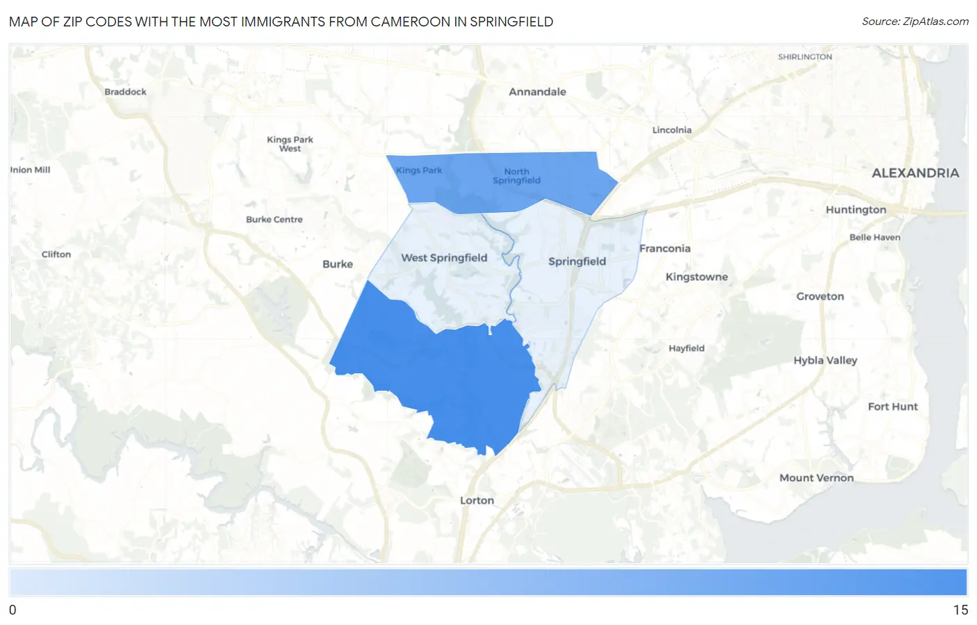 Zip Codes with the Most Immigrants from Cameroon in Springfield Map