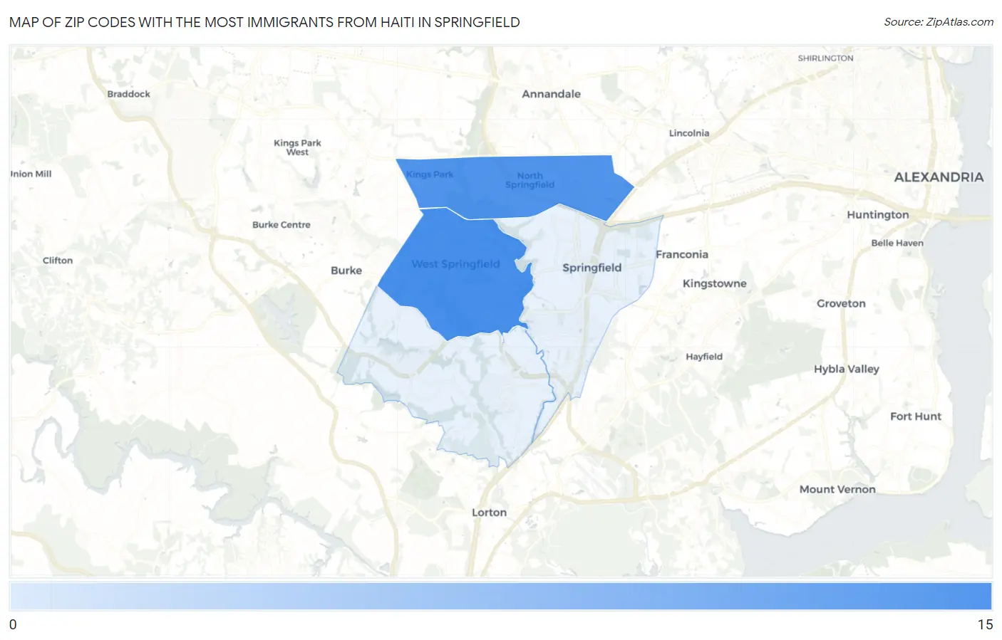 Zip Codes with the Most Immigrants from Haiti in Springfield Map