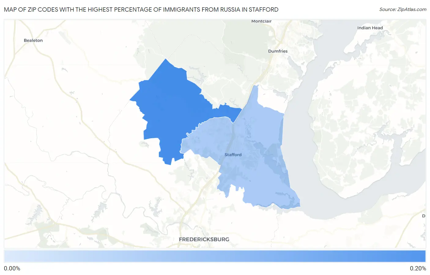 Zip Codes with the Highest Percentage of Immigrants from Russia in Stafford Map