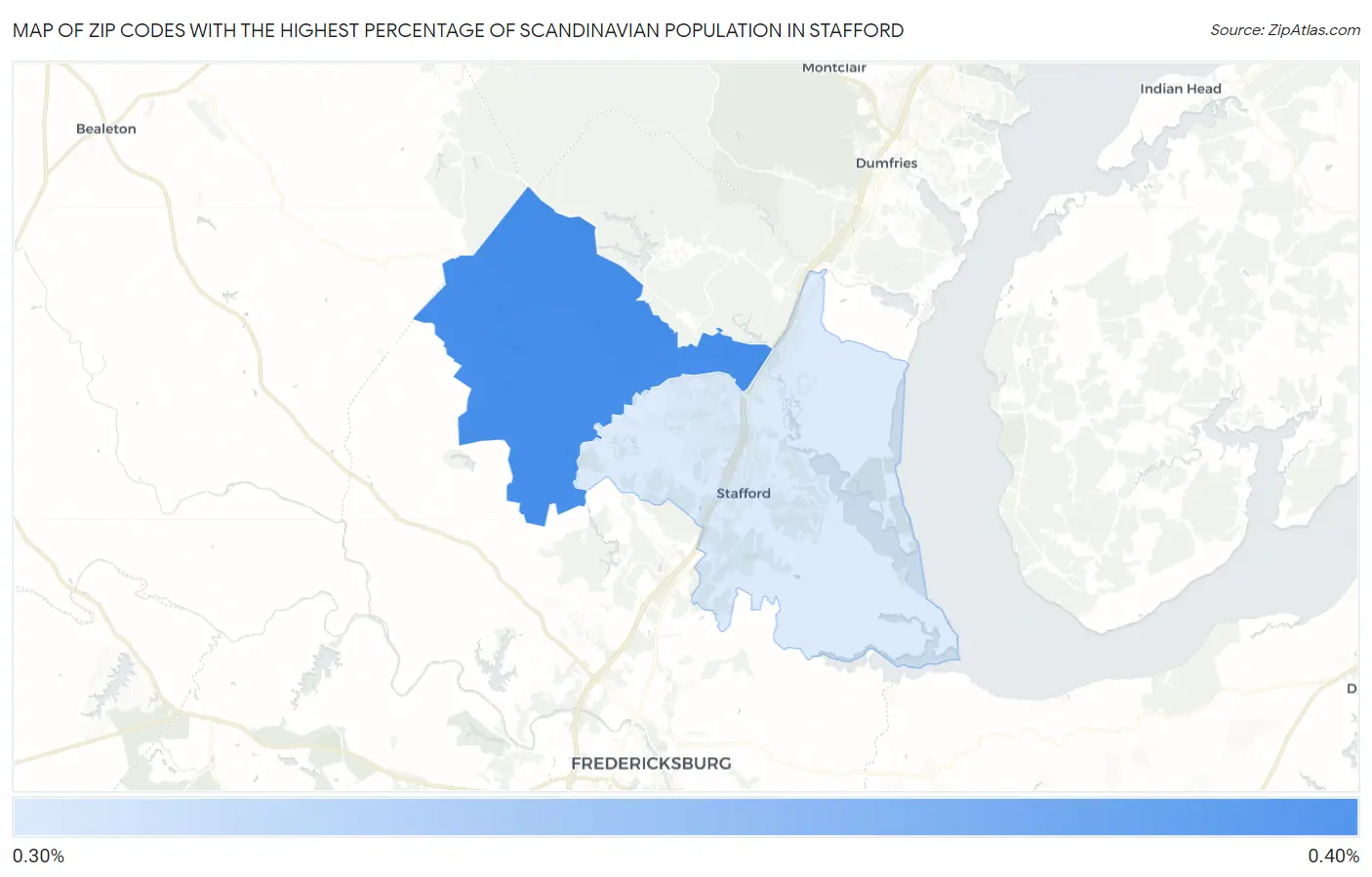 Zip Codes with the Highest Percentage of Scandinavian Population in Stafford Map