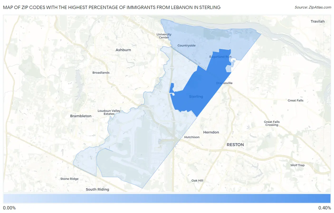 Zip Codes with the Highest Percentage of Immigrants from Lebanon in Sterling Map
