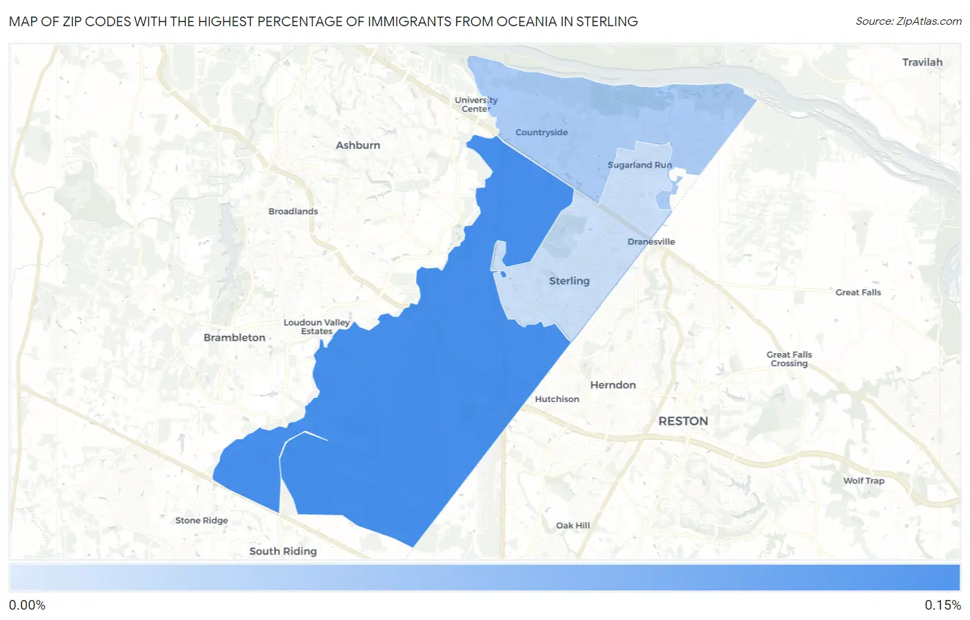 Zip Codes with the Highest Percentage of Immigrants from Oceania in Sterling Map