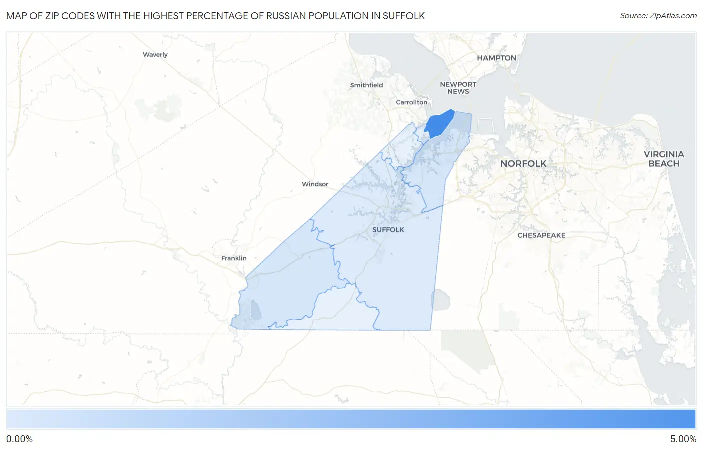Zip Codes with the Highest Percentage of Russian Population in Suffolk Map