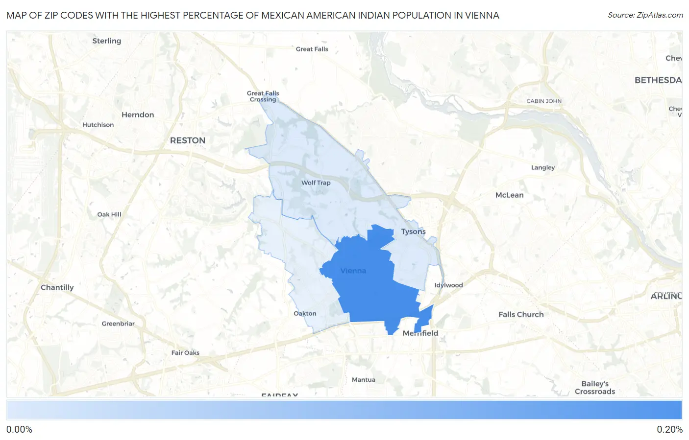 Zip Codes with the Highest Percentage of Mexican American Indian Population in Vienna Map
