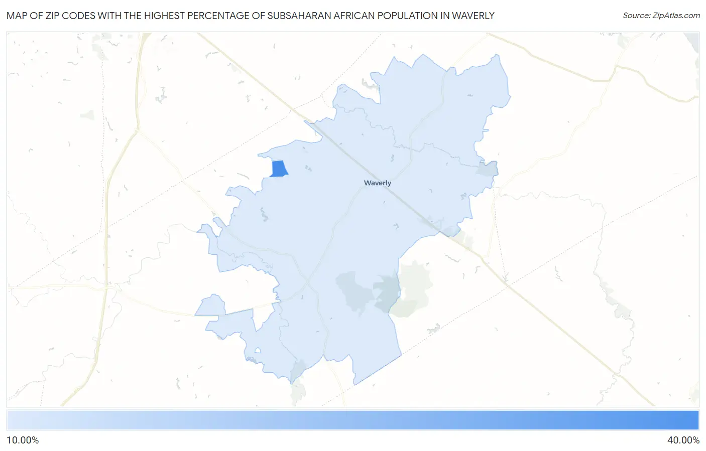 Zip Codes with the Highest Percentage of Subsaharan African Population in Waverly Map