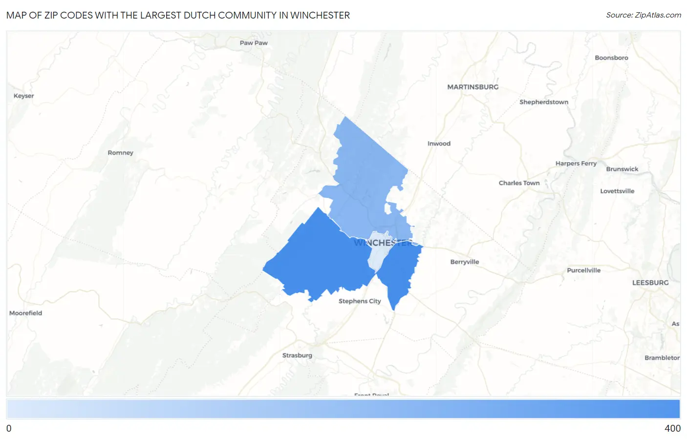 Zip Codes with the Largest Dutch Community in Winchester Map