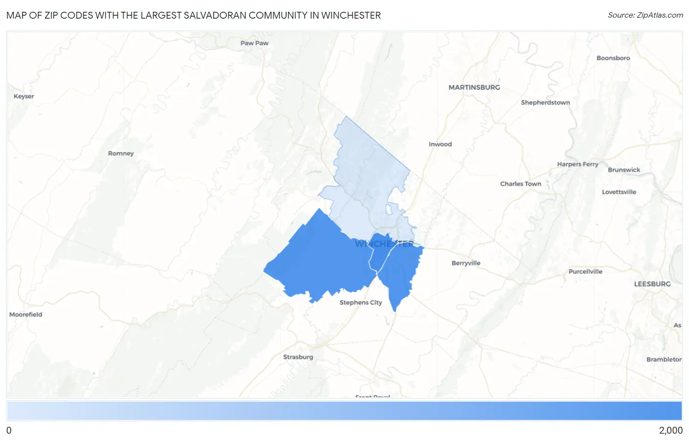 Zip Codes with the Largest Salvadoran Community in Winchester Map