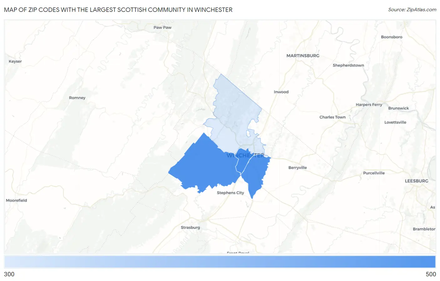 Zip Codes with the Largest Scottish Community in Winchester Map