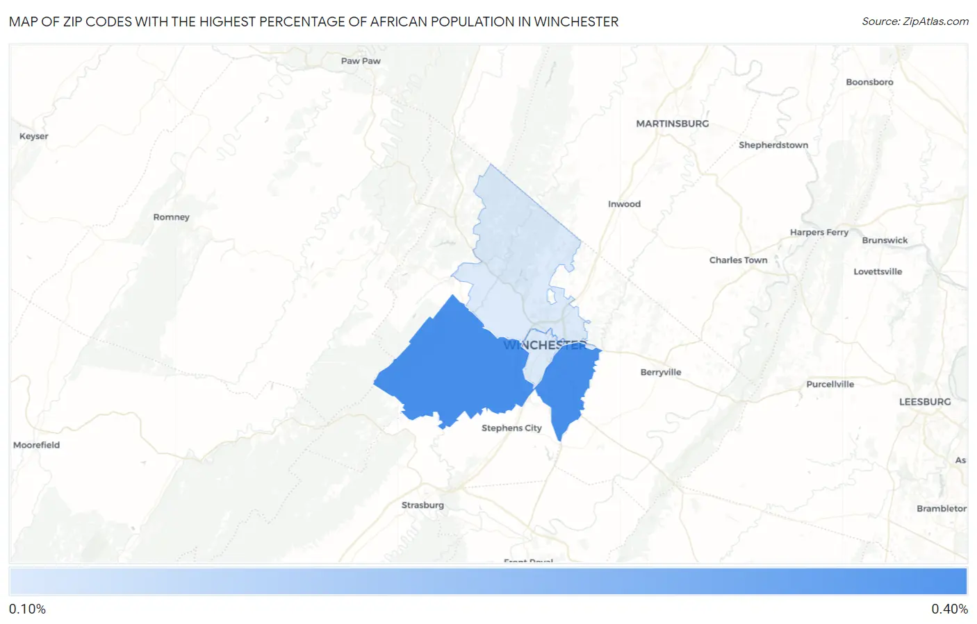 Zip Codes with the Highest Percentage of African Population in Winchester Map