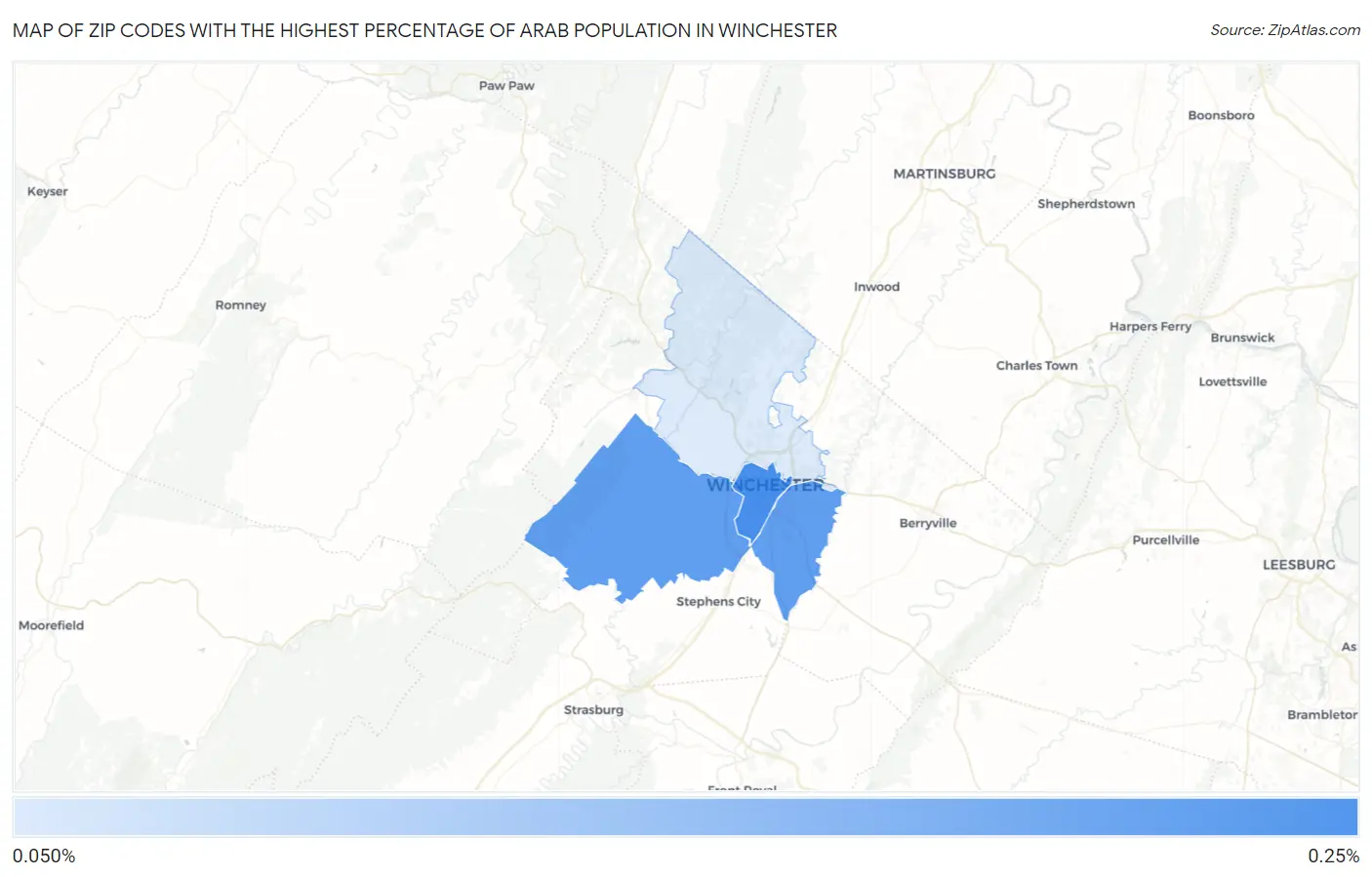Zip Codes with the Highest Percentage of Arab Population in Winchester Map