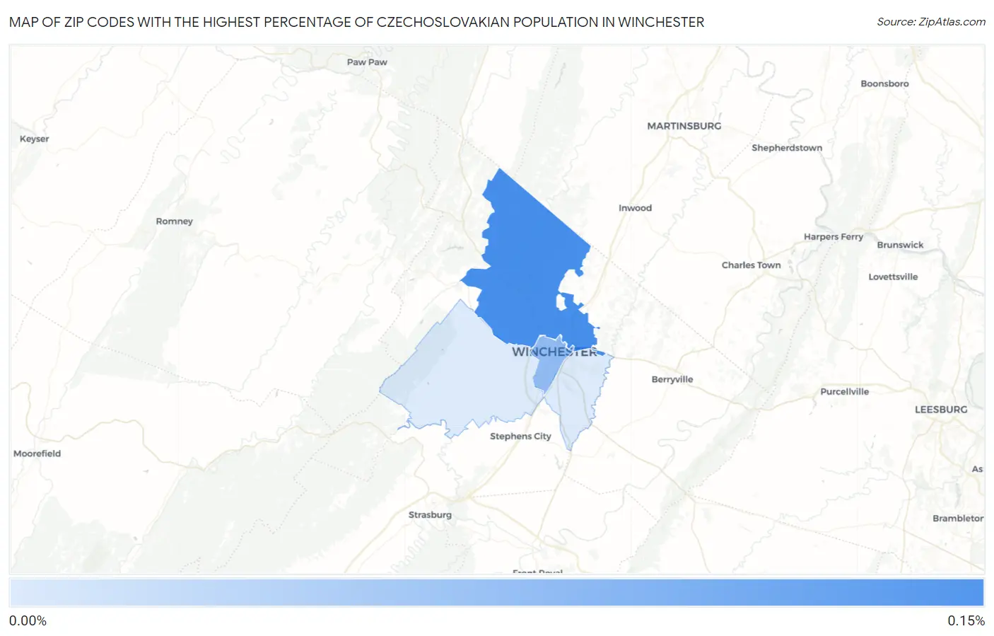 Zip Codes with the Highest Percentage of Czechoslovakian Population in Winchester Map
