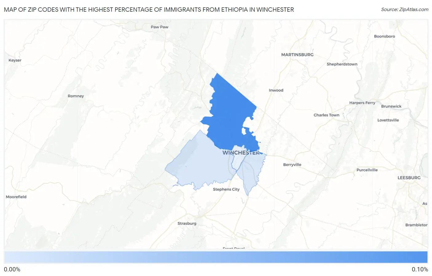 Zip Codes with the Highest Percentage of Immigrants from Ethiopia in Winchester Map