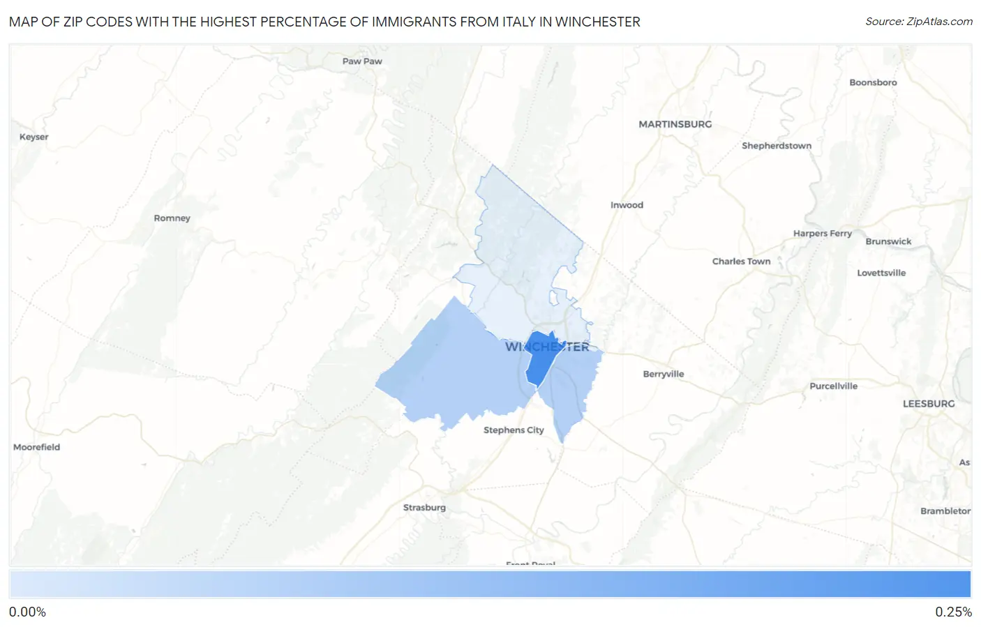 Zip Codes with the Highest Percentage of Immigrants from Italy in Winchester Map