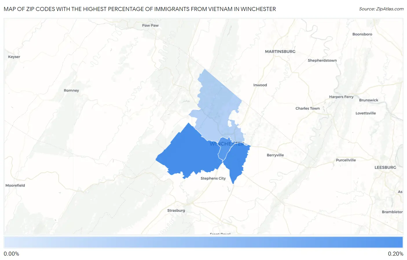 Zip Codes with the Highest Percentage of Immigrants from Vietnam in Winchester Map