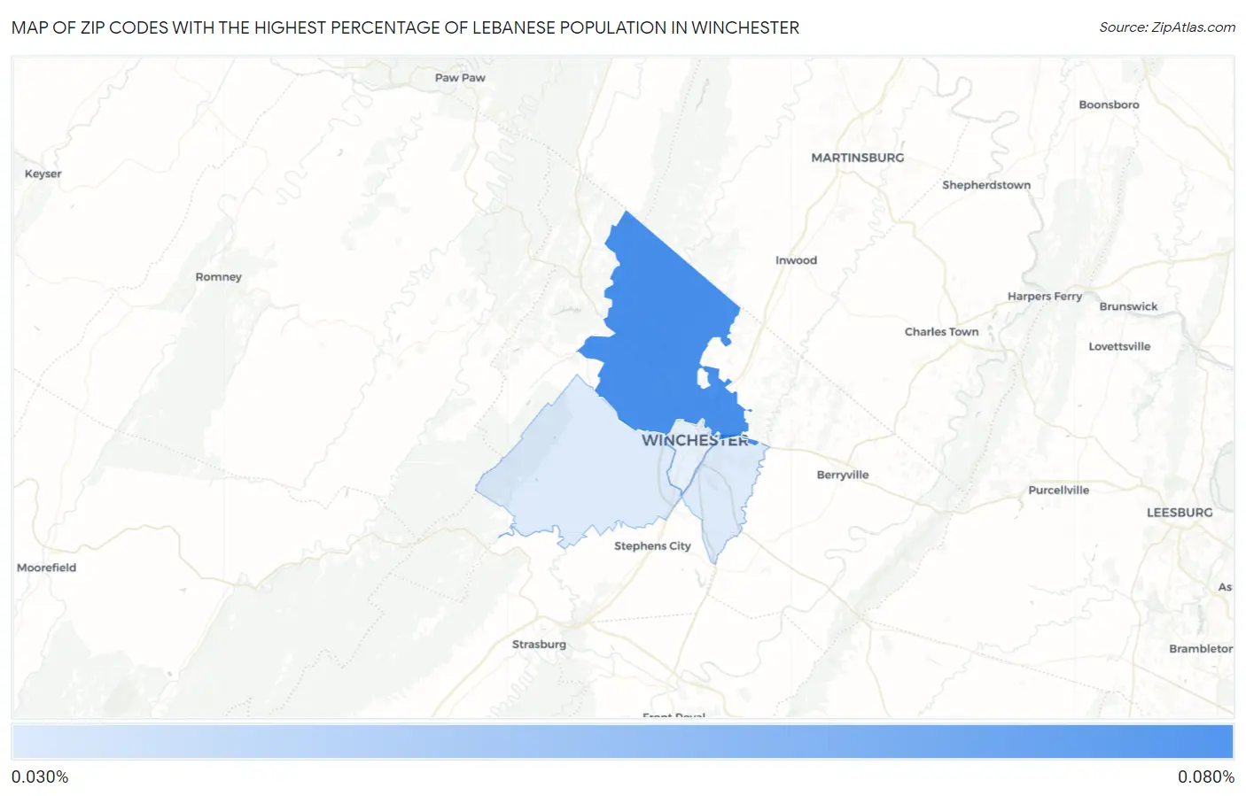 Zip Codes with the Highest Percentage of Lebanese Population in Winchester Map