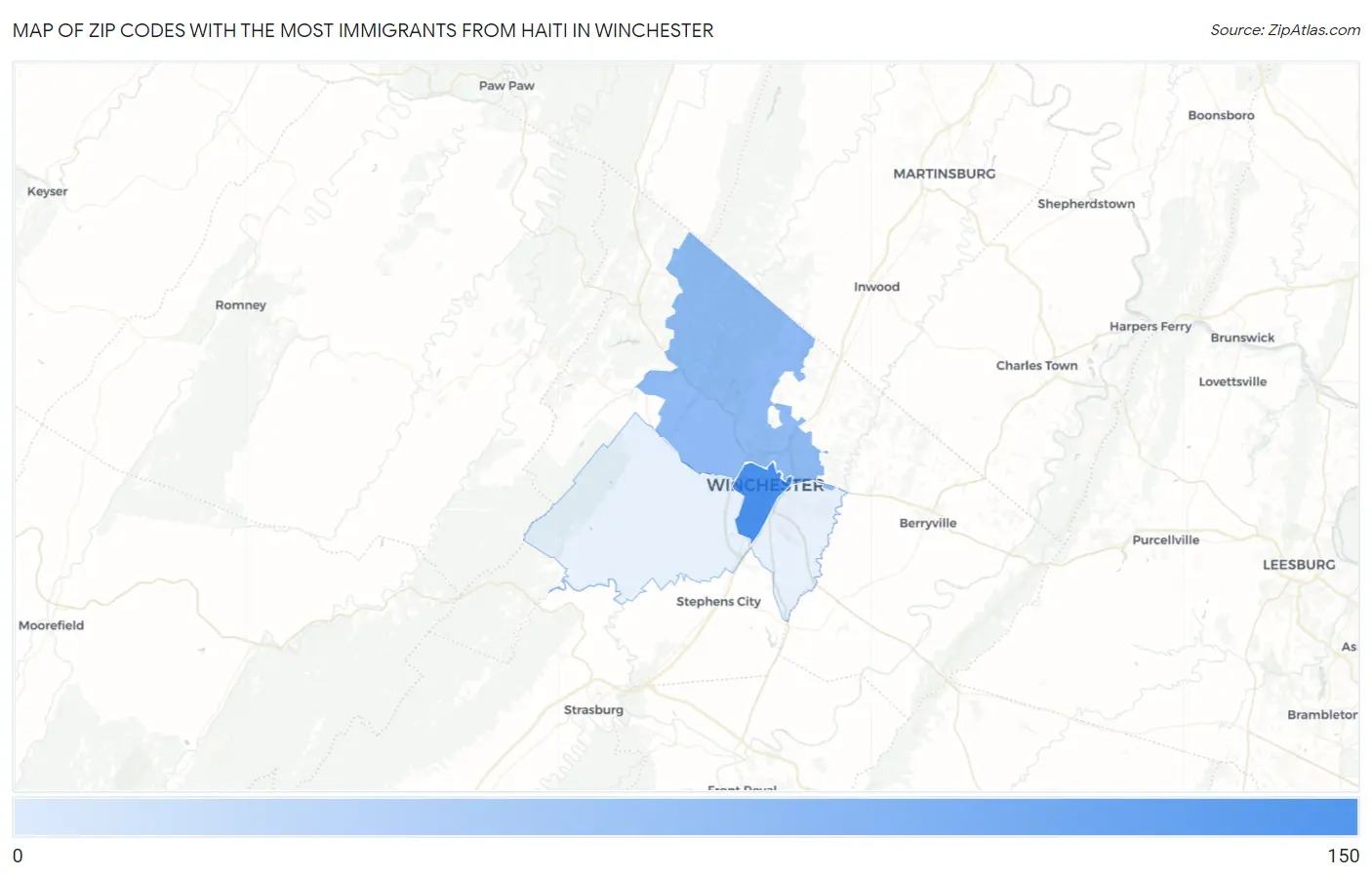 Zip Codes with the Most Immigrants from Haiti in Winchester Map